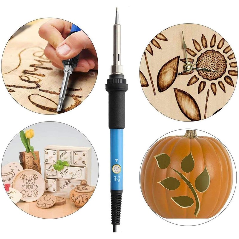 Wood Burning Kit 60W 110V Pyrography Pen Set Adjustable Temperature