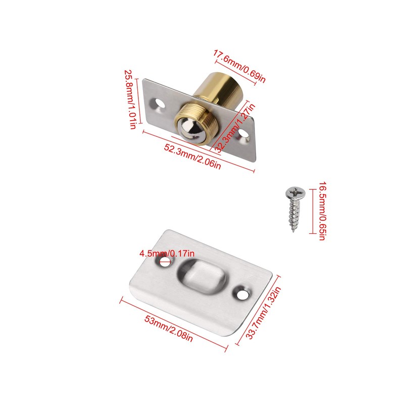 2 Pieces Closet Door Ball Catches with Screws, Adjustable Roller