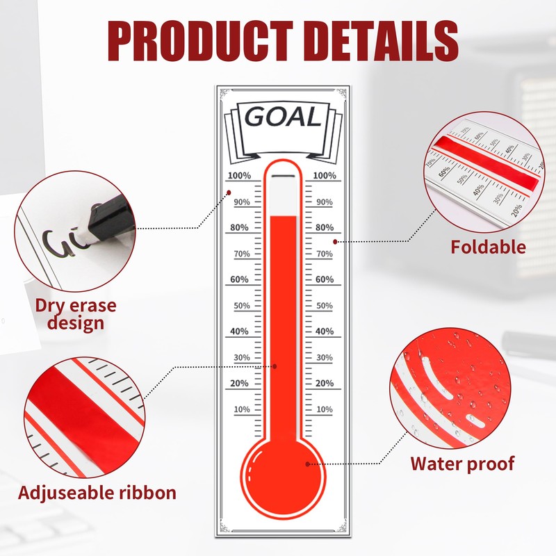 Dry Erase Goal Tracking Thermometer 46"x12" - Corporate Sales Board