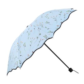 Mounteps Women's Folding Floral Sun Umbrella Portable UV Protection Ladies Sun Parasol Windproof Strong Compact Umbrella Summer UPF 50+ Lightweight Travel Garden Sun Rain Umbrellas (Blue)