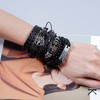 JJDreams 6PCS Punk Lederarmband Herren Wikinger Armband Schwarz Lederarmband Gothic
