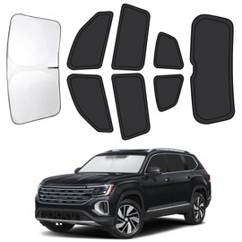 Car Window Shades Fit for Volkswagen Atlas 2018-2025, 8PCS Full Set Window Covers to Blocks UV & Heat, Windshield, Side, Rear Windows Privacy Sunshade for Travel, Camping & Napping