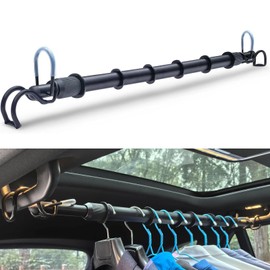 Heavy Duty Car Clothes Hanger Bar Extendable Garment Rack 30''-66'' Travel Cloth Hanging Rod for SUV Truck RVs Vehicle Closet Black Metal Pole for Automobile Clothing Organizers & Storage Tool