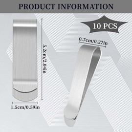 VLYX 10 Pcs Stainless Steel Money Clips, Credit Card Holder Slim Wallet for Women Men - Minimalist Card Clip Wallet, Invoice, Business Card (Silver)