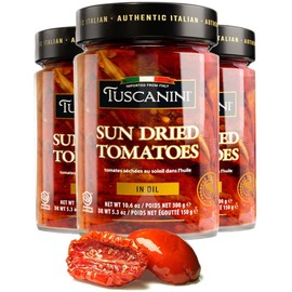 Tuscanini Premium Sun-dried Tomatoes in Olive Oil, 10.6 oz, (3 Pack) Product of Calabria Italy | Julienne Cut | Nothing Artificial | Kosher (including Passover)