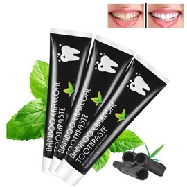 Pemarlis Pack of 3 x 105 g Activated Carbon Toothpaste Charcoal Toothpaste White Teeth Natural Teeth Whitening Bamboo Charcoal Toothpaste, Deep Cleaning Toothpaste, White Teeth Whitening Teeth