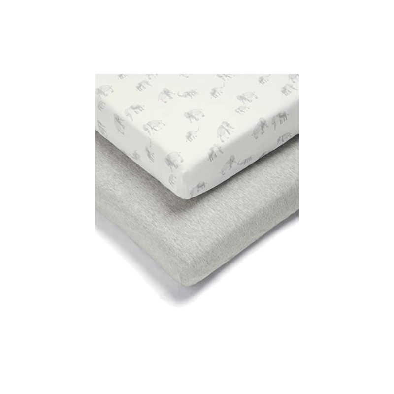 Mamas & Papas 2 Pack Cot/Bed Fitted Sheets, Elephant