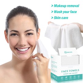 Disposable Face Towels, Facial Cleansing Cloths, Extra Soft Makeup Removing Cleansing 10"×12" Face Towelettes, Skin Care and Makeup Removal, 102% Pure Plant Fiber