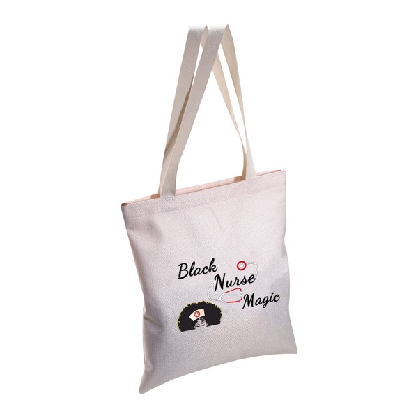 MBMSO Black Nurse Magic Bag Black Nurse Gifts Afro Nurse Gifts Nurse Makeup Bag African American Nurse Gifts (Black Nurse Magic tote bag)