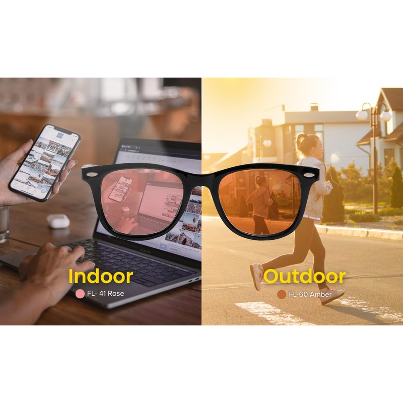 BRADDELL FL-41 Rose & FL-60 Wayfarer Blue Light Glasses for