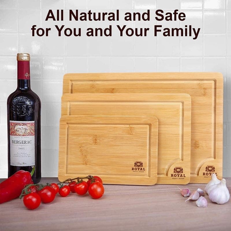 GEEKHOM Chopping Board, Bamboo Chopping Boards for Kitchen, Wooden Chopping