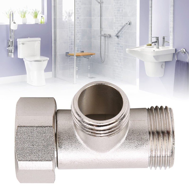 Moofey Bidet T Adapter, 7/8 Brass Toilet Hose Connector, Shower