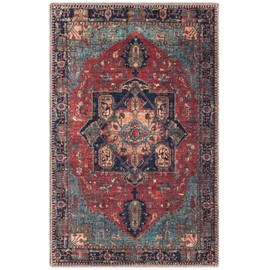 Keen Home Design Machine Washable Area Rugs with Non-Slip Backing, Ideal for Hallway, Living Room, Bedroom, Kitchen and Laundry Room, Vintage Moroccan and Low Pile Rug (2' x 3')