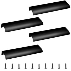 Heuskay 4 Pcs Concealed Handle Handles Drawer Curved Pull Handle Pull 120mm Black Finger Edge Pull Invisible Handles Can Be Used in Kitchens