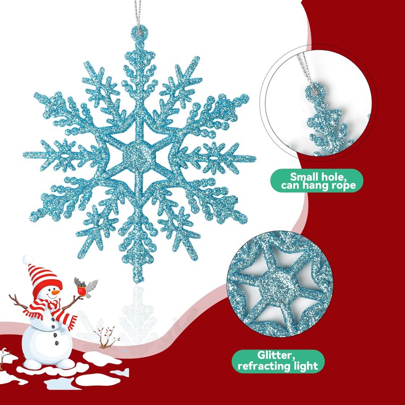 SULOLI Glitter Snowflake Hanging Decorations(Blue)