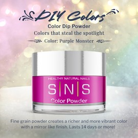SNS Healthy Natural Nails SNS Nail Dip Powder - Purple Monster (Purple Neon) - Long-Lasting Dip Colors for Healthier Nails - Professional & DIY Use - 0.5 oz