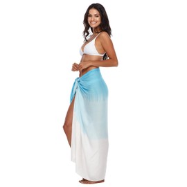 SHU-SHI - Women's Sarong/Pareo for the Beach - Wear Over Swimsuits - with Colour Gradient, turquoise