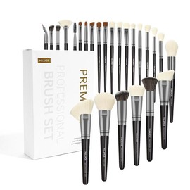 MAANGE Soft Bristle Makeup Brushes Sets with Comfortable Grip for Women, 25pcs/set Versatile Makeup Tools for Foundation, Powder, Concealers, Eyeshadow, Blush, Cosmetic Products, Christmas Gift - Color: Black, Size: one-size