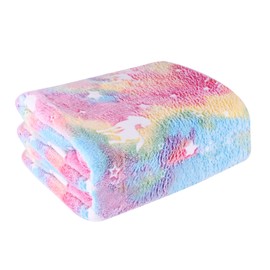 Hileyu Glow in The Dark Blanket,120X150CM Soft Flannel Fleece Blanket,All Season Blanket for Kids,Soft Warm Fleece Material Bed Throw for Boys Girls,Rainbow Unicorn Blanket Pink