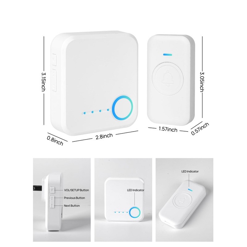 FOVKSUC Wireless Doorbell, Waterproof Door Bell with 60 Chimes, 5