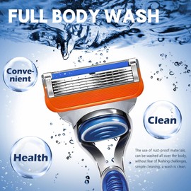 16 Count Razor Blade Shaving Razor Blade Refills for Fusion 5, a More Comfortable Shave for Men, Orange New Version