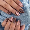 Fall Brown Press on Nails Medium Fake Nails with Curve