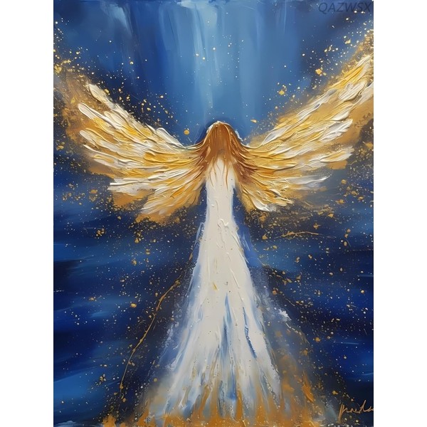 QAZWSX Diamond Painting Kits 5D Golden Angel Aesthetics Art, Diamond