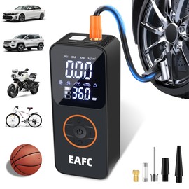 EAFC 150PSI Cordless Tire Inflator with LED Light – Portable Rechargeable Air Compressor Pump (USB-C, 4 Preset Modes) for Car, Motorcycle, Bike & Sports Balls, 6000mAh Battery
