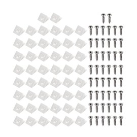 Pack of 50 Back Wall Connectors, Back Wall Connectors, Drawer Wedges, Wedge for Sagging Drawer Bases, Cabinet Back Wall Drawers Wedges, Plastic Back Wall Holder with Screws (White)