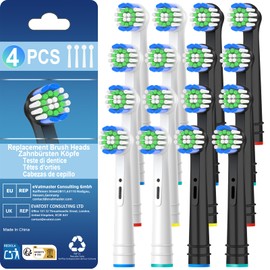 16 Pack Toothbrush Heads Compatible with Oral B Braun, Brush Heads Compatible with Oral B Vitality Pro/Smart/Genius/Pro 1 Series Electric Toothbrushes (Black/White)