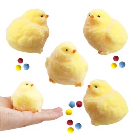 Handmade Chicken Squishy Toys for Stress Relief, Cute Kawaii Chick Fidget Sensory Toys for Adults and Kids Anxiety, Ultra Soft Sticky Squeeze Animal Toy for Home Office Desk (Yellow Small 4pcs)