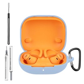 [4 in 1] Case for Beats Powerbeats Pro 2, Silicone Protective Cover for Beats Powerbeats Pro 2,Full-Body Shockproof Cover with Scratch Protection, with Keychain & Lanyard and Cleaner Kit，Sky Blue