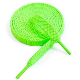 VSUDO 60 cm Double Layer Flat Neon Green Shoe Laces for Trainers, 8mm Neon Green Laces for Trainers, Green Trainers Laces, Sneakers Neon Green Shoe Laces for Women or Men (1Pair-Neon Green-060cm)