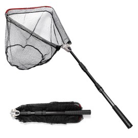 Fishing Landing Net, Fishing Net for Freshwater Saltwater with Long Foldable Telescoping Pole Handle Collapsible Small Fish Net for Kids Men Women Easy Catch Release