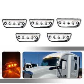Tonsya Compatible With 2015 2016 2017 2018 2019 2020 Kenworth T680 T770 T880 Peterbilt 569 Truck Trailer Cab Roof Top Clearance Marker LED Running Lights Clear Lens Amber LED
