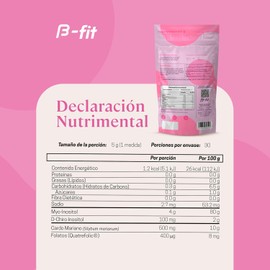 B-FIT B Myo Inositol y D Chiro Inositol - Fórmula 40:1 - Alta Biodisponibilidad -Mezcla Enriquecida con Ácido Fólico y Cardo Mariano (30 porciones, Limón)
