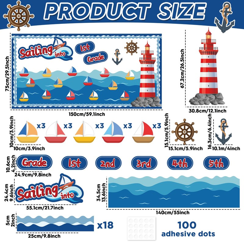 Nautical Bulletin Board Classroom Decorations Set Sailing into Wall Bulletin