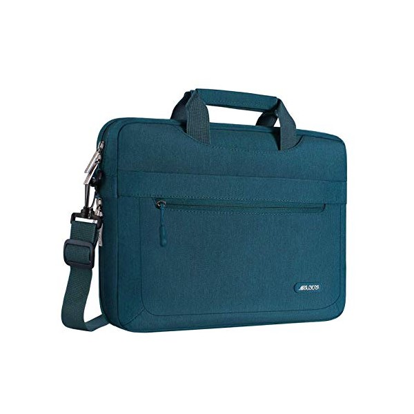 MOSISO Laptop Shoulder Messenger Bag Compatible with MacBook Pro 16 inch 2021 2022 M1 Pro/Max A2485/2019-2020 A2141/Pro 15 A1398, 15-15.6 inch Notebook with Adjustable Depth at Bottom, Deep Teal