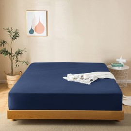 Fitted Sheet, Fitted Sheet, Luxurious Comfort of a Set of Two Microfibre Fitted Sheets, Ultra Soft, Extra-Deep Pockets for a Secure Fit, (White and Blue, 90 x 200 x 30 cm) single