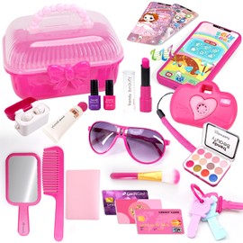 CORPER TOYS Pretend Play Makeup Set, For Girls, Fashionable, Cosmetics Toy, Smartphone, Camera Included, Sunglasses, Storage Bag Included, Glows, Sound, Makeup, Pretend Play, Birthday or Christmas