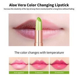 JIAYUTONG Aloe Vera Jelly Lipstick - Hydrating & Moisturizing Tinted Lip Balm, Color Changing Formula, Vegan & Cruelty-Free, Long Lasting Natural Lip Color (Green Tube-02#Nude Red)