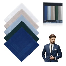5 Piezas Pañuelos para Hombre, 40 X 40cm, Pañuelos para Hombres de 100% Algodon, Pañuelo para Traje hombre con Caja de Regalo,Adecuado para Como Bailes,una cita,Bodas y Ceremonias de Graduación