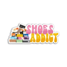 2 x 10 cm Schuhe Addict Aufkleber – Shopping-Kollektion, Jungen und Mädchen, Addicted to Shoe Addiction, Liebe, Fan, Aufkleber, Gepäck, Laptop, Geschenk, Aufkleber #80115