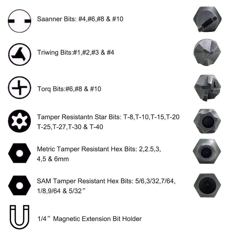 34 Pcs Screwdriver Bit Set with Magnetic Extension Bit Holder,