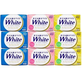 Kao White Solid Soap, Bath Size, 4.6 oz (130 g), Aromatic Rose, Refresh, Citrus, White Floral, Set of 3, 9 Pieces, Post Mailing