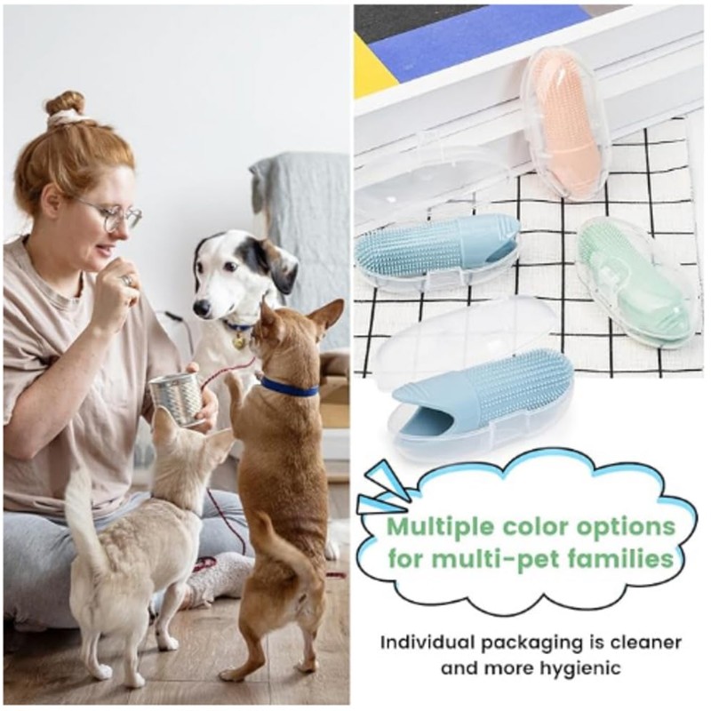 WallaSababa - 4-Pack Dog & Cat Finger Toothbrush - 360°