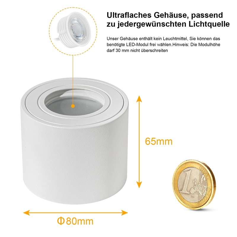 Gleonlux LED Surface-Mounted Ceiling Spotlight IP44 Flat 1 x Surface-Mounted