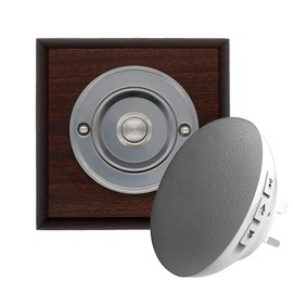 Modern Living Square Wireless Doorbell in Mahogany and Brushed Nickel - Nickel Centre - Standard Plug in F5S
