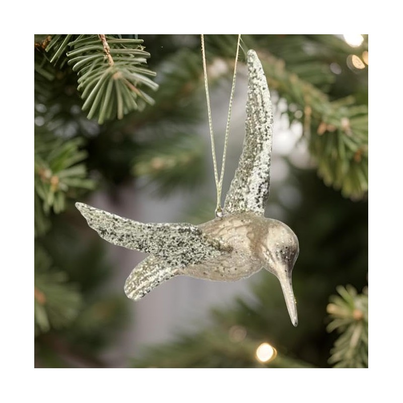 The Bridge Collection Champagne Gold-Glittered Hummingbird Ornaments - Set of