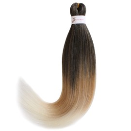 Leeven 8 Packs Pre Stretched Braiding Hair 26 Inch Yaki Texture Ombre Brading Hair Extensions for Box Braids Kanekalon Hair Fiber Crochet Hair Extensions for Braiding /26 Inch 1B/27/613#